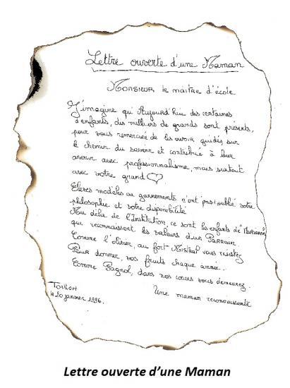 LETTRE OUVERTE